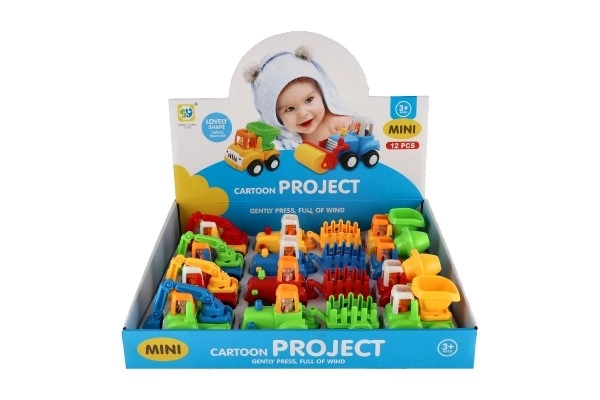 Plastic Farm and Construction Vehicles Set with Pull-Back Action