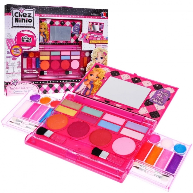 Makeup Set Pink Palette for Kids 5+ Colorful Cosmetics with Accessories