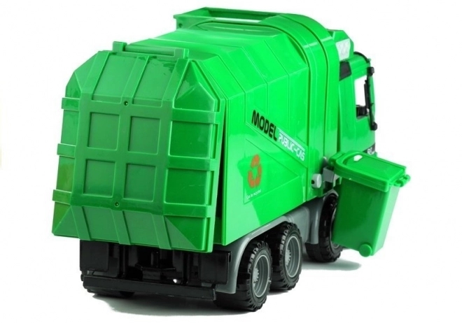 Large Green Garbage Truck with Bin