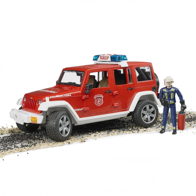 Bruder Red Fire Jeep Wrangler with Firefighter Figure and Accessories