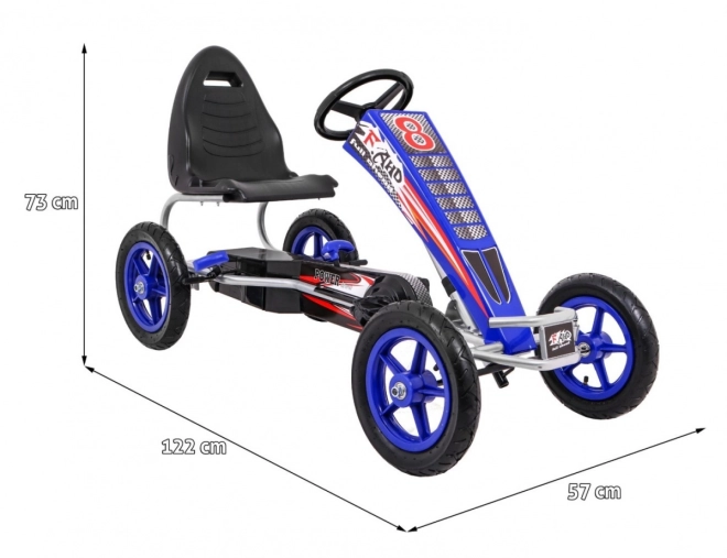 Go-kart Full Ahead AIR with Pedals for Kids 3+ Blue + Adjustable Seat + Inflatable Tires + Hand Brake