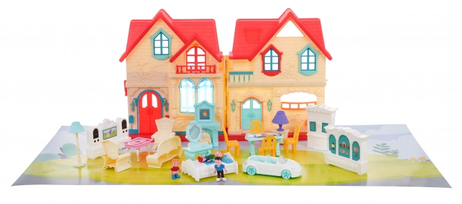 foldable dollhouse with figurines and accessories