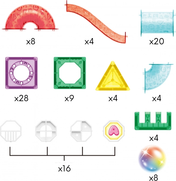 Woopie Magnetic Building Set 3D – Educational Marble Run, 105 Pieces
