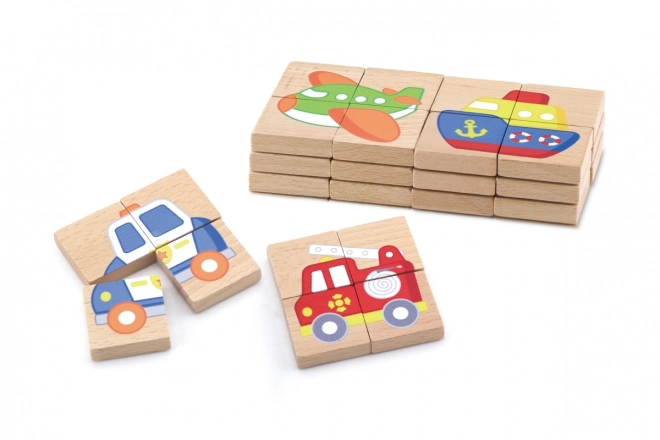 Wooden Magnetic Puzzle Transport Vehicles