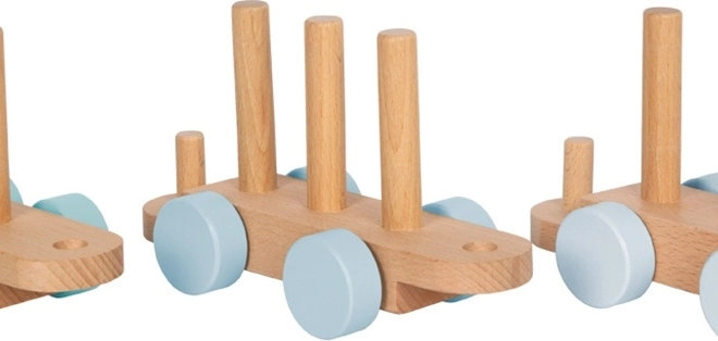 Small Foot wooden stacking train blue