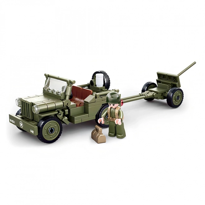 Sluban Army WW2 Allied Jeep and Anti-Aircraft Gun