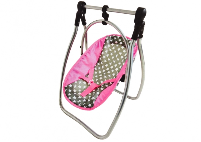 Doll Swing and High Chair Set in Gray-Pink