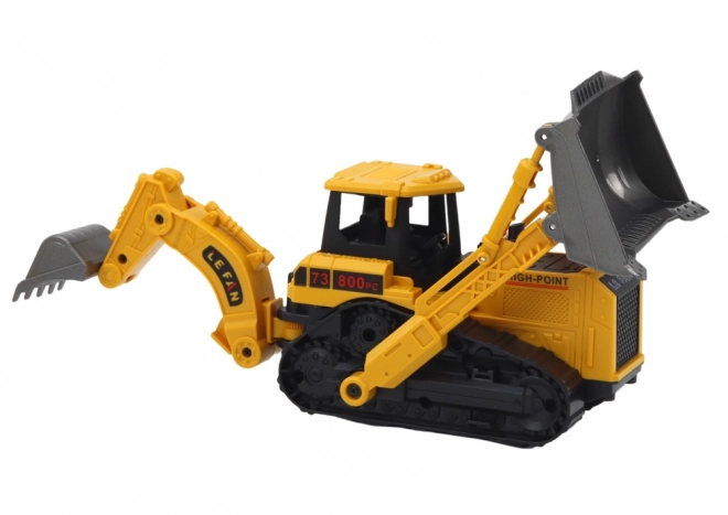 Crawler Excavator Construction Vehicle with Dual Buckets Yellow