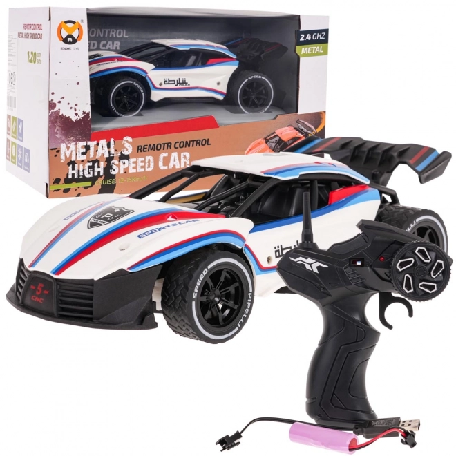 Remote Control Metal Speed Car White 1:20