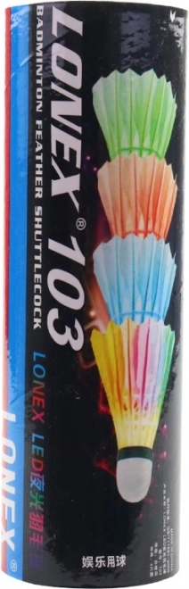 Volani da badminton con piume e luce