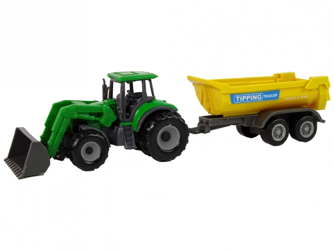 Green Farm Tractor with Yellow Trailer Toy