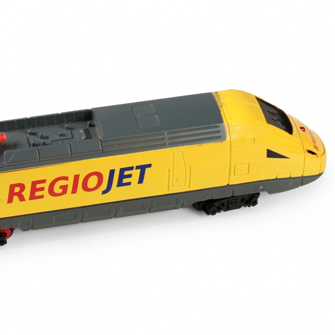 Yellow regiojet train with sound and light