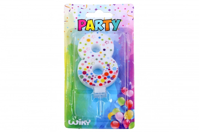 Party Candle Number 8 Polka Dots