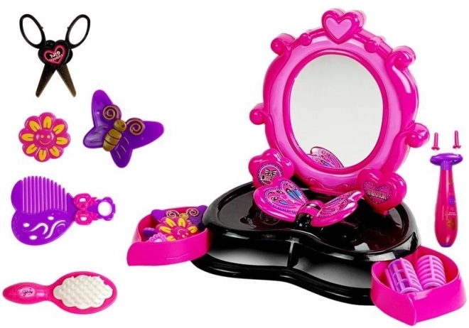 Hair Salon Braiding Vanity with Mirror and Sounds