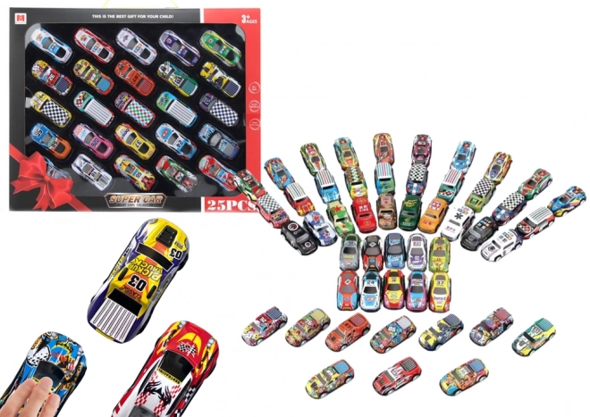 Colorful 25-Piece Diecast Car Set with Drive Action