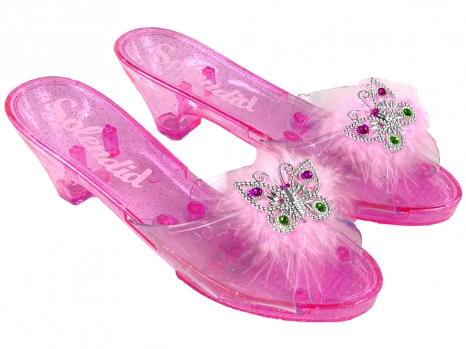 Glitter Pink Princess Slippers with Fur