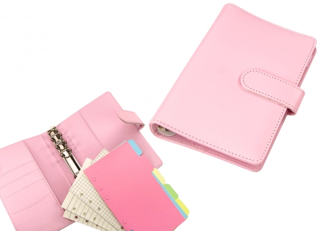 Elegant Pink Leather Notepad with Accessories