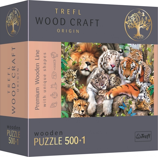 Wooden Puzzle Wild Cats in the Jungle