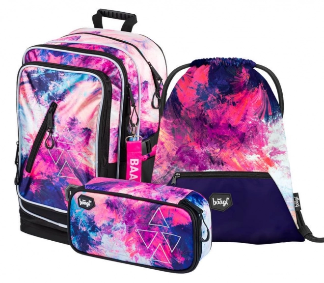 Baagl School Backpack Set - Abstract Design