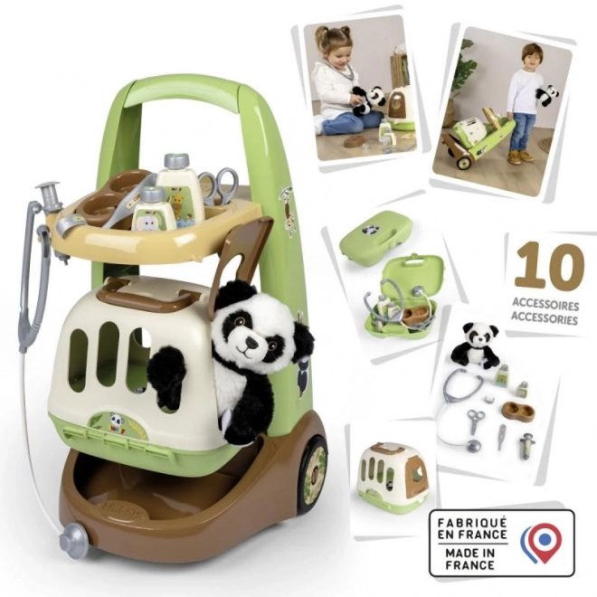 Veterinary Cart with Panda and Carrying Box 2-in-1