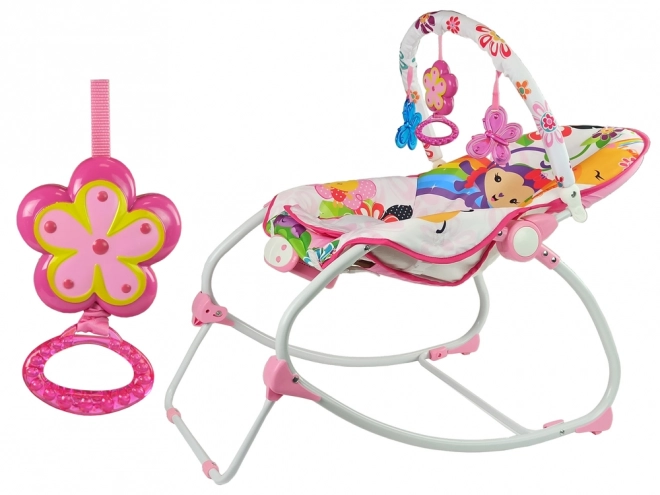 2-in-1 Pink Baby Rocker with Music and Vibration