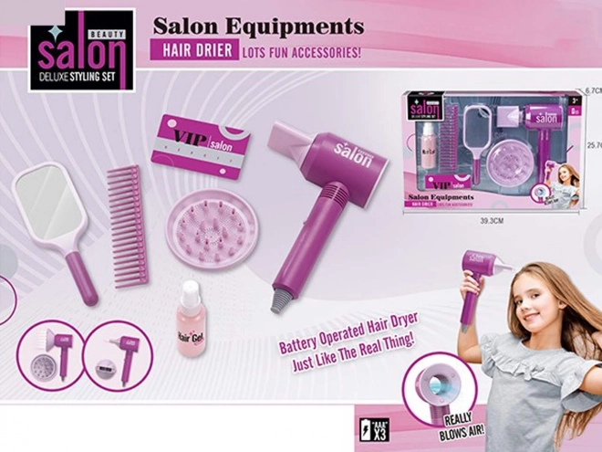 Children's Set with Battery-Operated Hairdryer