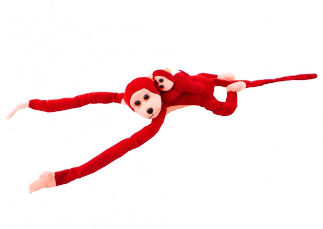 Plush Monkey with Baby Red 90 cm