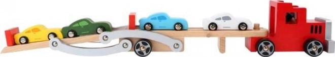 Wooden Car Transporter with Cars