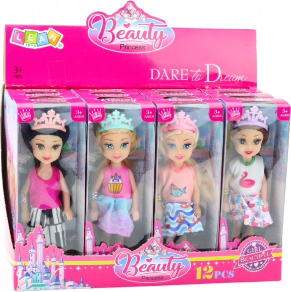 Mini doll princess with crown colorful dress 14 cm