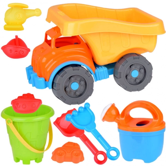 Large Dump Truck Sand Play Set with Molds, Shovel, Rake