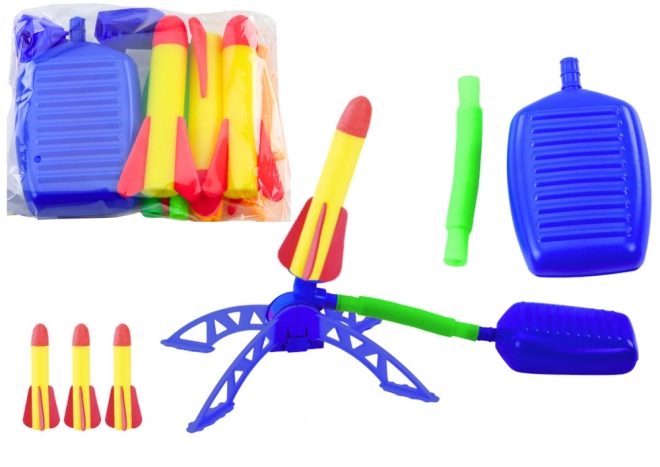 Foam Rocket Launcher Blue Outdoor Set