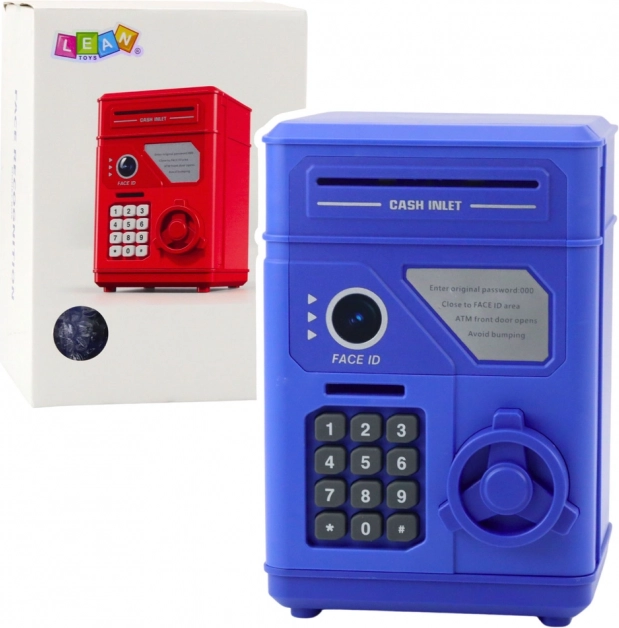 Electronic safe piggy bank for kids, blue