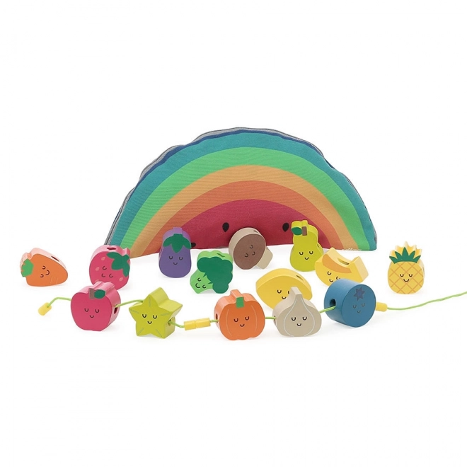 Wooden Bead Lacing Game Fruits and Vegetables