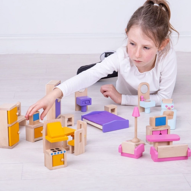 Wooden Dollhouse Furniture Set