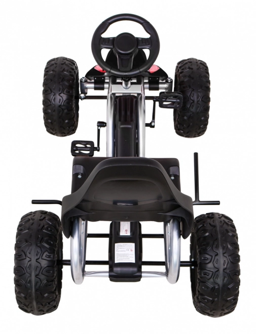 Large strong pedal go-kart for kids black + 100 kg load capacity + EVA wheels + hand brake + sports seat