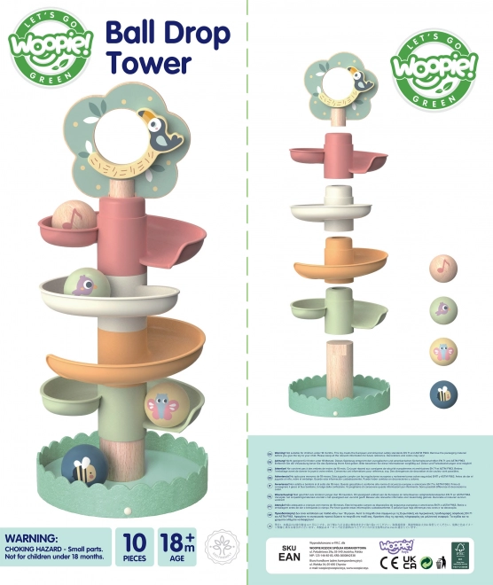 Wooden Ball Run Set for Toddlers - WOOPIE GREEN