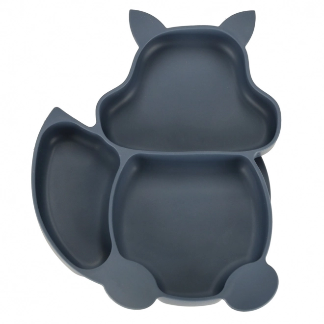 Children's silicone dinnerware set squirrel 9-piece dark blue