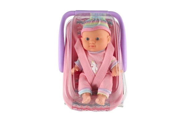 Doll With 20 Cm Plastic Body In Carrier/Car Seat