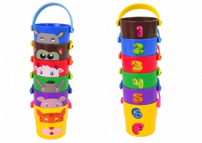 Colorful Animal Buckets Stackable Toy Set