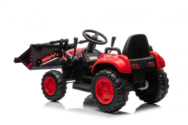 Trattore rosso per bambini con batteria ricaricabile e pala