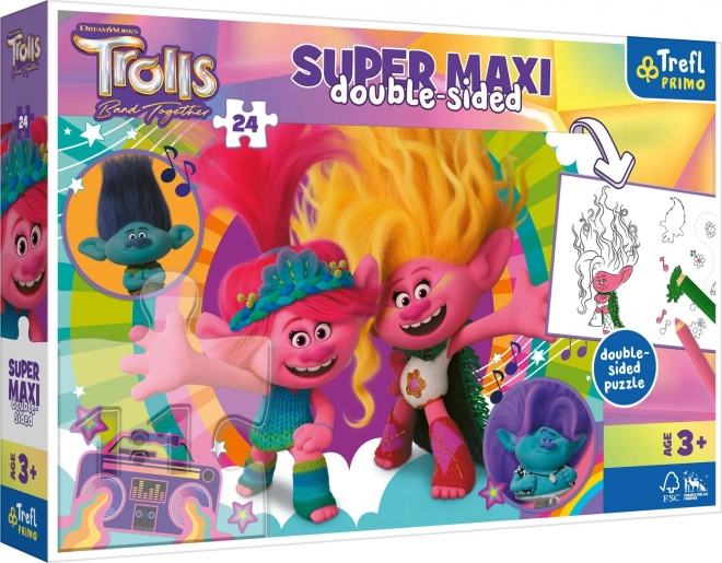 Double-Sided Puzzle TROLLS 3: Happy Troll Day Super Maxi 24 Pieces