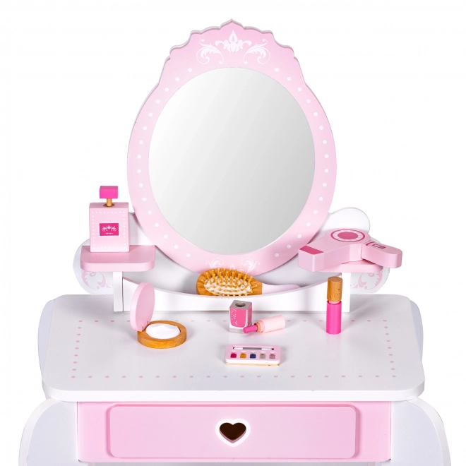 Large Toy Vanity for Kids with Mirror and Stool Set