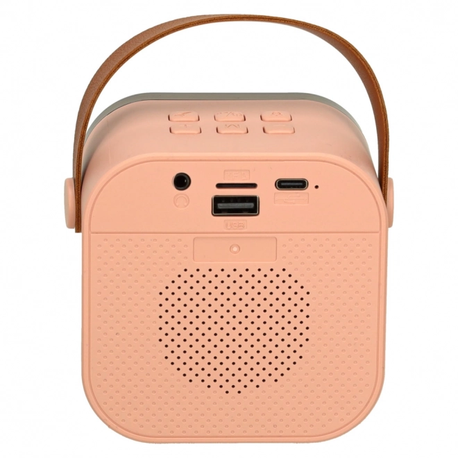 Karaoke set mikrofon + přenosný reproduktor BLUETOOTH USB LED růžový
