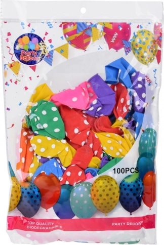 Palloncini colorati con pois bianchi - set da 100 pezzi