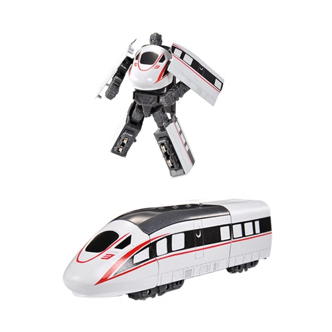 White Transforming Metal Robot Train