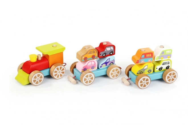 Wooden Train Set with Cars Puzzle 14 Pieces