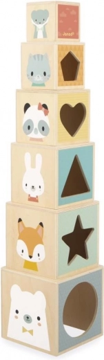 JANOD wooden stacking tower with animal blocks