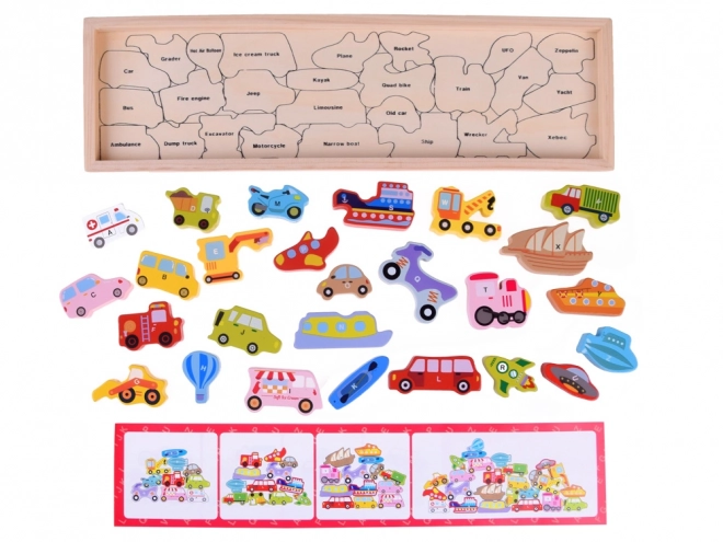 Large Wooden Vehicle Puzzle Set