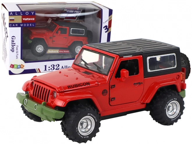 Metal Friction Powered Off-Road Car with Batteries Red Scale 1:32