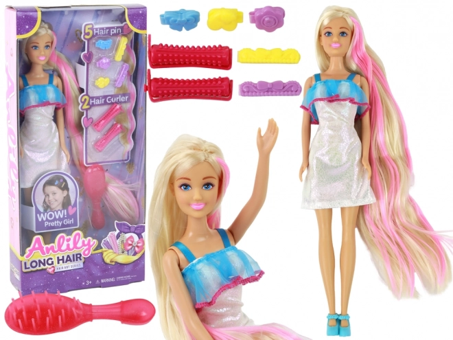 Doll Anlily Long Blonde Hair Hairstyling Set